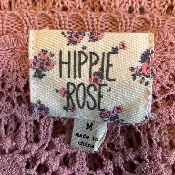 Hippie Rose Boho Crochet Lace Hi-Low Hemline Women’s Size M Orange Sweater - Picture 15 of 16